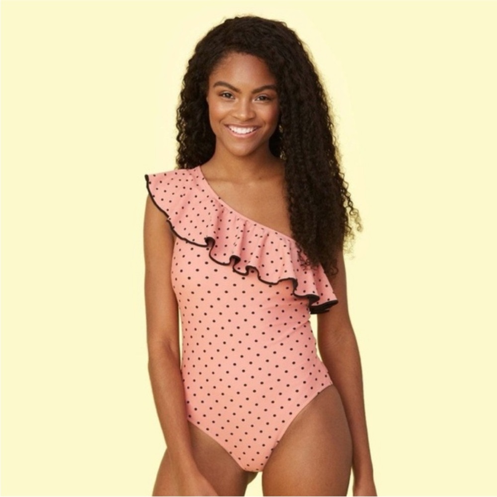 Summersalt Ruffle Sidestroke One Piece Polka Dot Bathing Suit Size 20